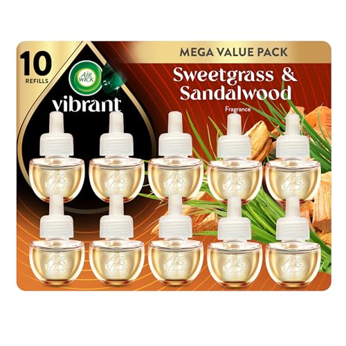 Botanica by Air Wick Plug in Scented Oil, 10 Refills, Caribbean Sweetgrass and Sandalwood, Air Freshener, Eco Friendly, Essential Oils