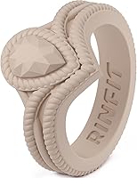 Vista 14 de Rinfit - Anillos de silicona para mujer - Anillo de compromiso en forma de pera de silicona - Alianzas de boda de goma para mujer - Diseño patentado