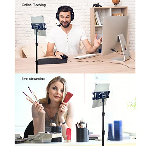 Raking Ipad Stand Floor, Ipad Tripod Stand Cell Phone Stand With Height Adjustable & Ipad Tripod Mount With 360° Rotating For (5.5"-12.9") Ipad Pro 12.9, Ipad Air Mini, Cellphone, Tablet, Kindle #TOP3