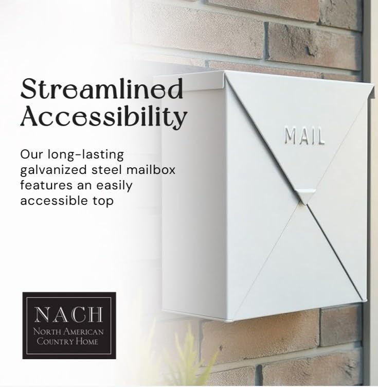 Image of NACH Mailboxes for Outside Wall Mount, 10 x 10 x 4 inch White Wall Mount Mailbox, Waterproof Mailboxes for Outside - Chicago Style Mail Box