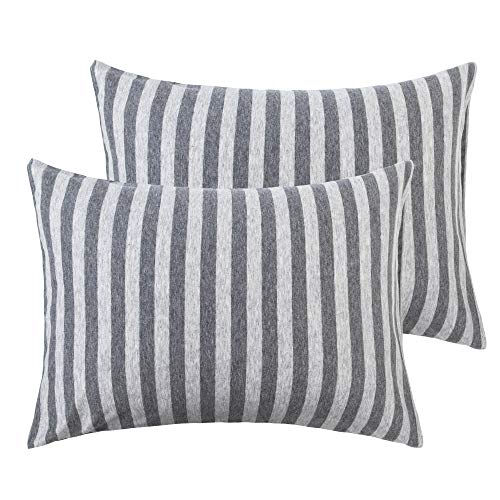 Ntbay 2 Pack 100% Organic Jersey Cotton Toddler Pillowcases, Super Soft And Breathable Yarn-Dyed 13X18 Nursery Pillow Cases With Envelope Closure, 13"X18", Grey Stripe #TOP4