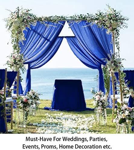 Chiffon Backdrop Curtain 5FTx10FT Blue Shower Curtains Sheer Chiffon Curtain 2 Panels 2.5FTx10FT Royal Blue Chiffon Fabric Drapes Photography Backdrop Outdoor Wedding Decor Voile Curtains