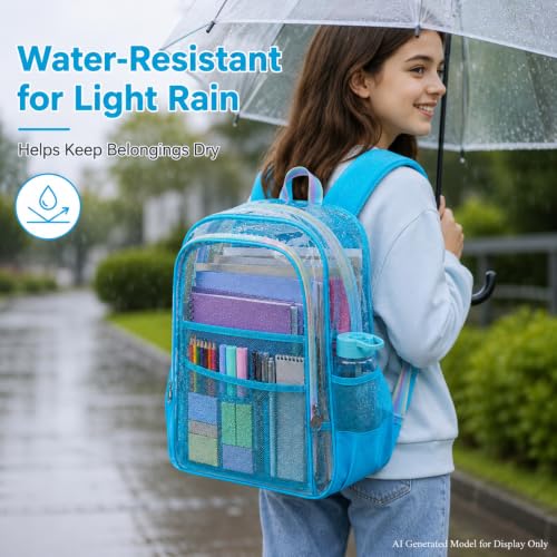 Image of AGSDON Clear Backpack, Heavy Duty Transparent Bookbag, See Through PVC Backpacks for Women Men