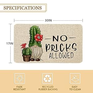 Roszwtit Spring Summer Door Mat 30 X 17 Inch No Picks Allowed Cactus Gnome Doormat Indoor Outdoor Entrance Funny Floor Mat Non Slip Summer Decor Rubber Welcome Mats Roszwtit Spring Summer Door Mat 30 X 17 Inch No Picks Allowed Cactus Gnome Doormat Indoor Outdoor Entrance Funny Floor Mat Non Slip Summer Decor Rubber Welcome Mats