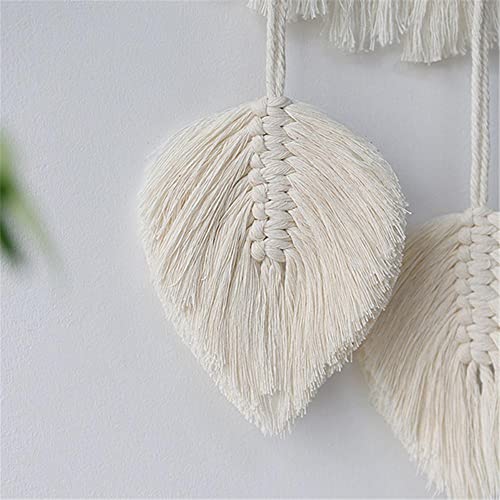 Tiardey Hanging Wall Mirror with Boho Fringe Round Decorative Mirror for Apartment Living Room Bedroom Home Decor-Leaf style - Image 4