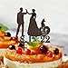Zabawna figurka toppera na ciasto 'Mr. & Mrs' sylwetka ze zwierzakiem pies kot panna młoda i pan młody ozdoba na tort personalizacja nazwisko data ślubu na rocznicę przyjęcia upominki wieczór panieński prezenty naturalne drewno