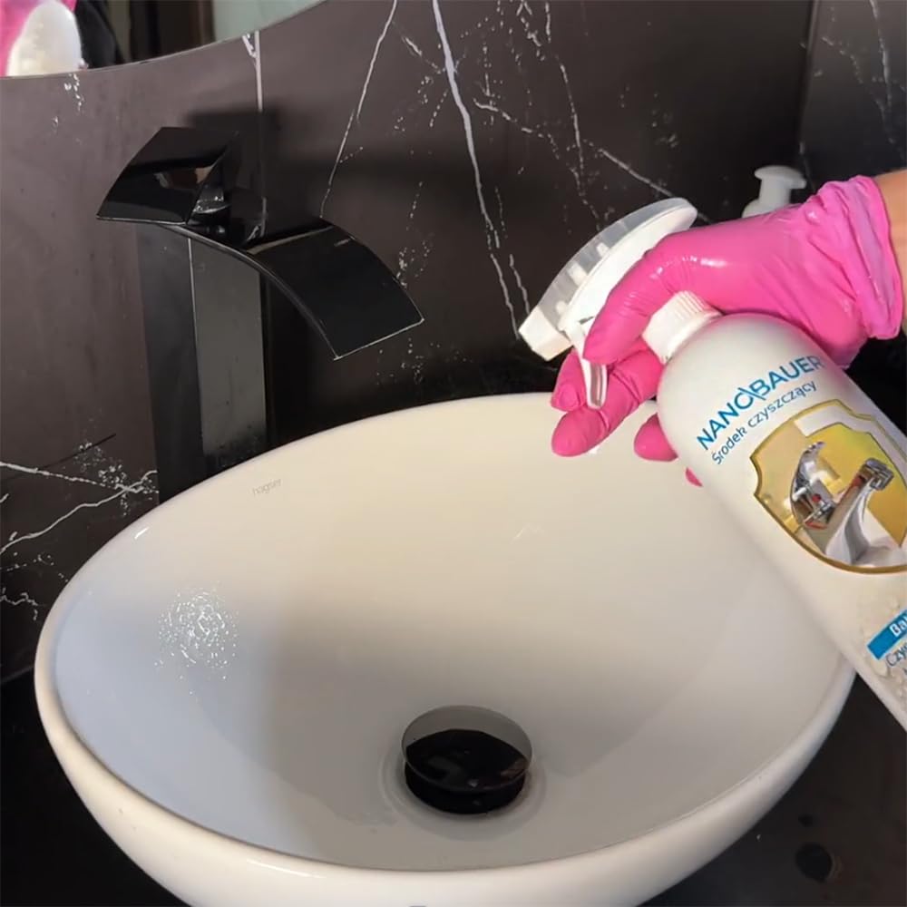 Supermocne środki czyszczące do kabin prysznicowych i łazienek | NANOBAUER Shower Cleaner 750 ml & Bathroom Cleaner 750 ml | Płyn do kabin prysznicowych, do armatury