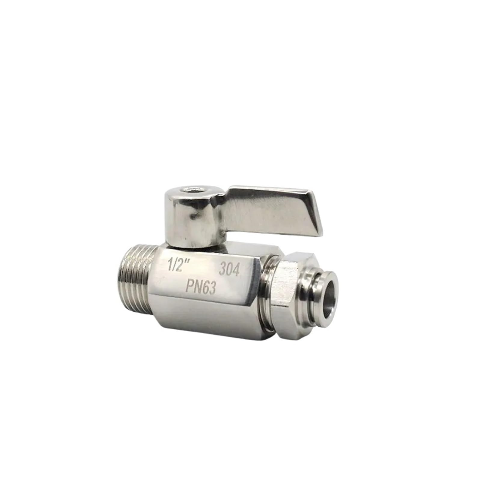 Mini zawór kulowy ze stali nierdzewnej 304 1/4 3/8 1/2 cala BSPT Push Fit 6-20 mm instrukcja, 1 szt.(1/4inch Female 16mm)