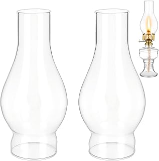 UNICRAFTALE 2 Pack Clear Glass Oil Lamp Chimney Replacement 3.03x6.69 Inch Hurricane Lamp Shade Parts for Kerosene Lamps Camping Vintage Decor