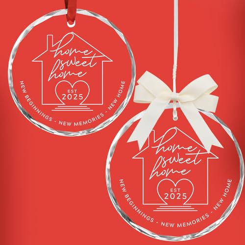 2025 Housewarming Gifts for New Home | Home Sweet Home Glass Ornament - Perfect New Home Gifts for Couples, First Christmas in New House Christmas Tree Ornaments