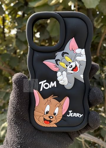 Image of MIDOS Back Cover Compatible with iPhone 14 Pro Max Soft Silicone 3D Cute Cartoon Full Protective Case for iPhone 14 Pro Max (Black)