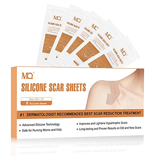(5 Pack) Silicone Scar Sheets,Scar Away,Silicone Scar Gel,with Reusable and Washable,Silicone Scar Strips,for Scars Caused by C-Section,Surgery,Burn,Keloid,Acne and More(5.9