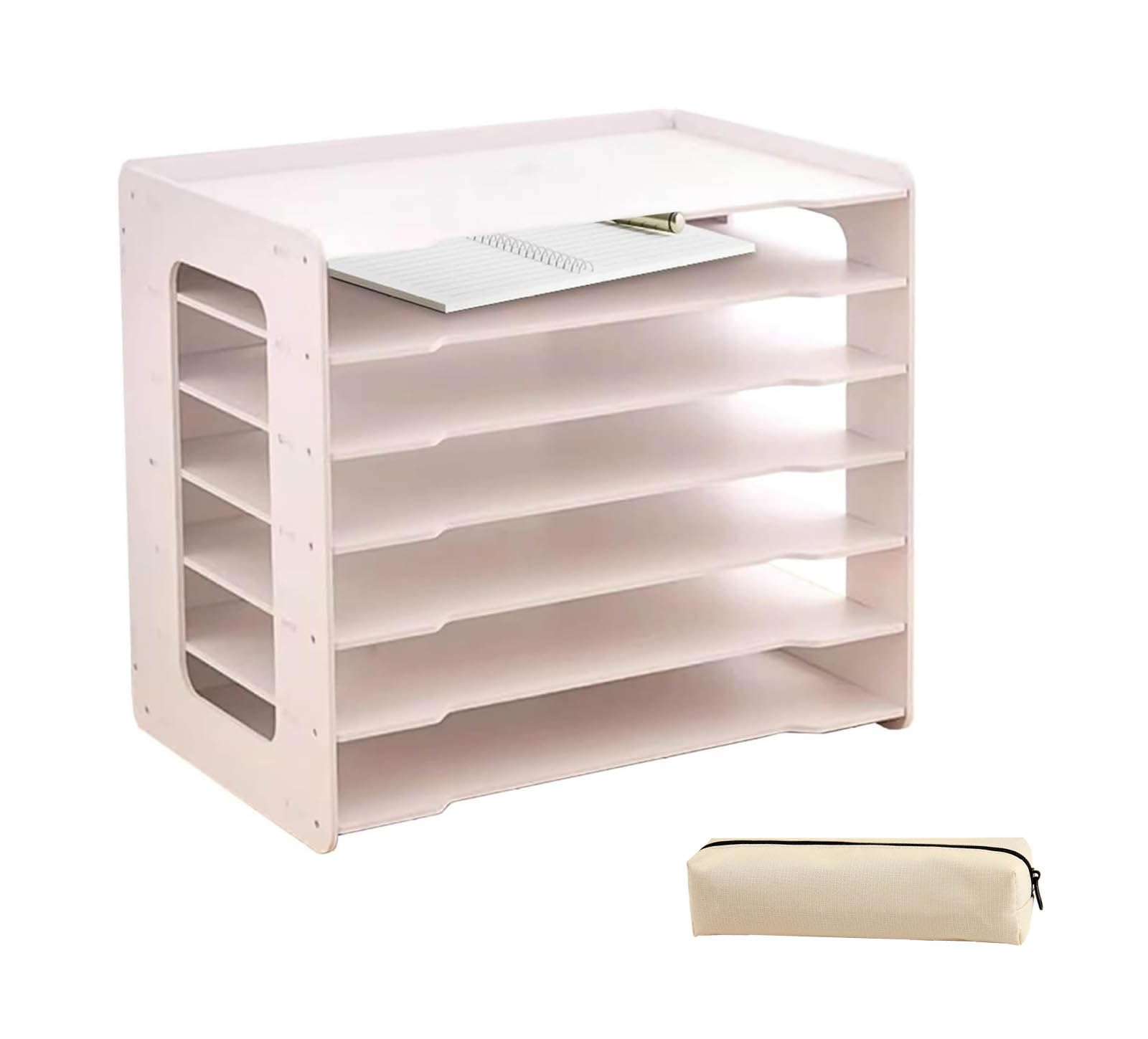 Papierablage Schreibtisch Organizer mit 7 Ablagefächern, Dokumentenablage Büro Organizer aus PVC, Briefablage Dokumentenhalter für Schule und Arbeitszimmer