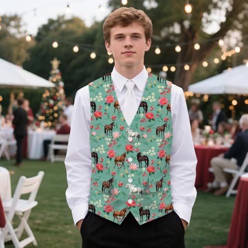 Men's Woven Cloth Suit Vest Waistcoat Tuxedo Vests Sleeveless Jacket Suit Vests with Pockets for Groomsman4