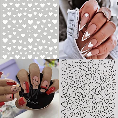 Votacos 9 Sheets Hearts Nail Art Stickers Decals 3D Laser Love Nail Sticker Valentine's Day Nail Art Supplies Self-Adhesive Nail Decorations Glitter Romantic Nail Accessories For Women Diy Nail Design. #TOP4