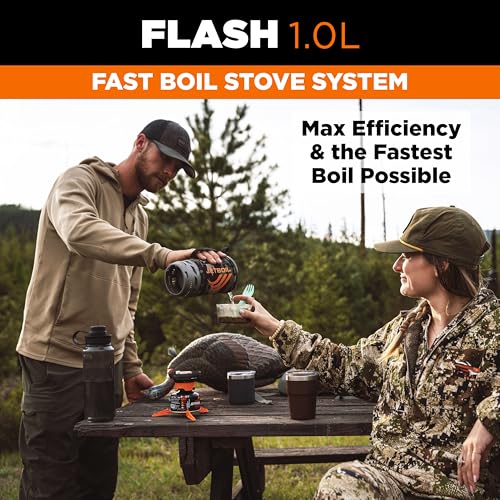 Image of Jetboil Flash Portable Fast Boil Stove for Camping and Backpacking with 1-Step Auto Ignition, Propane /Isobutane Burner with Cooking Cup, Dark Camo, 1 Liter (Pack of 12)