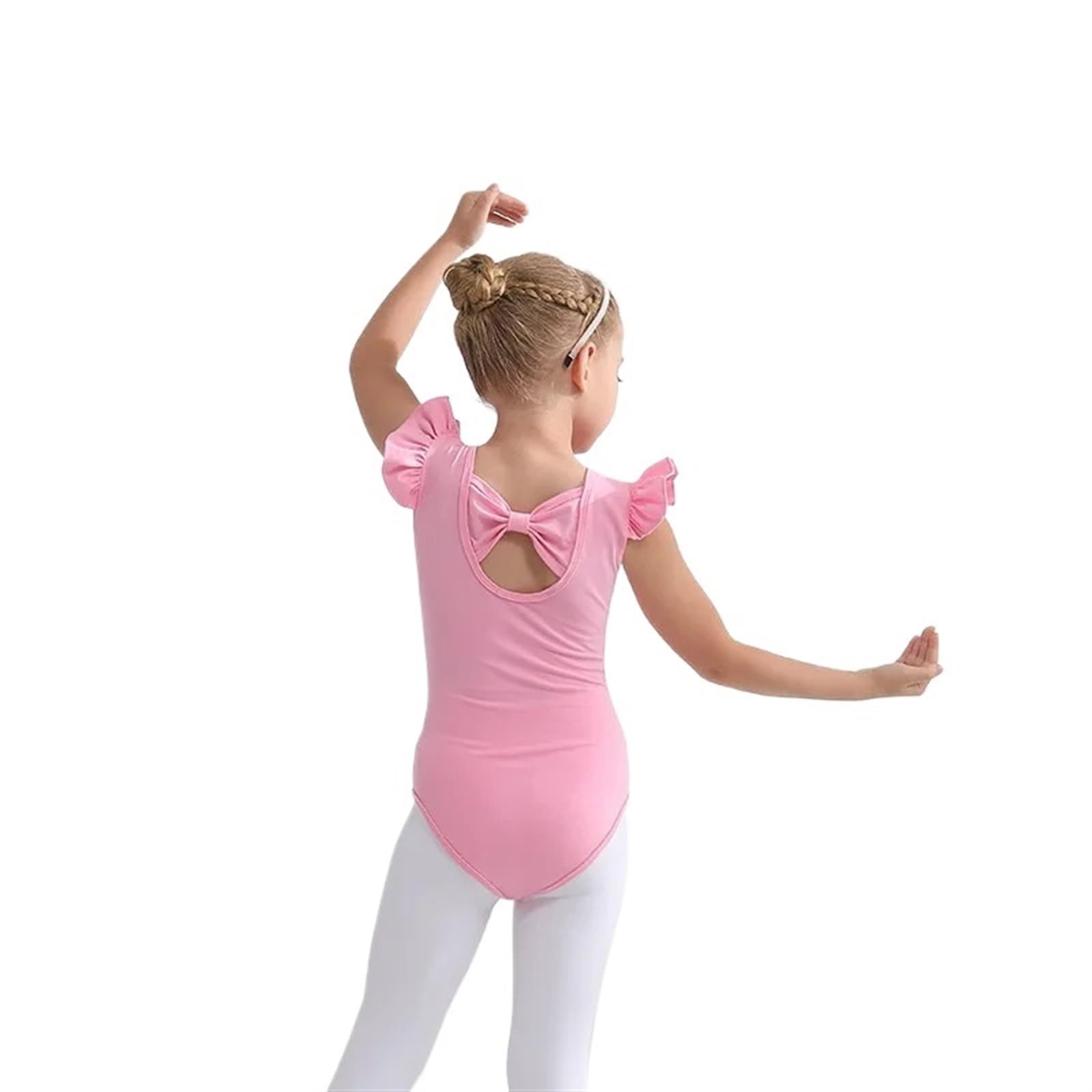 Vestito Da Ballerina Bambina Ballet Dress Gymnastics Leotards for Girls Kids Puff Sleeve Dancewear Chiffon Tutu Skirts Bowknot Dance(Blue,130)