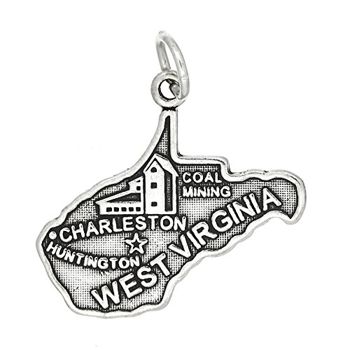LGU Sterling Silver Oxidized West Virginia State Map Charm