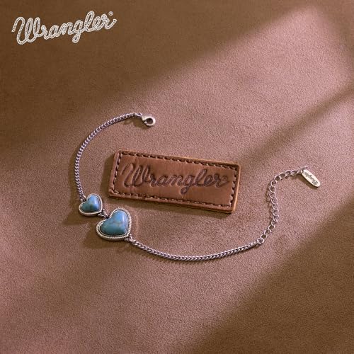 Montana West Wrangler Heart Charms Link Bracelets for Women Adjustable Chain 14k Gold Silver Turquoise Fashion Cowgirl Cowboy Classic Vintage Trendy Jewelry WGW-HT-1118STQ by Montana West - Used condition - Image 5