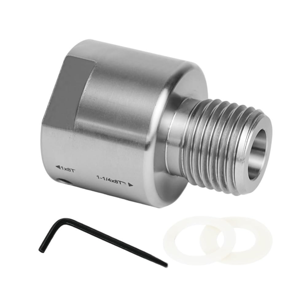 Lathe Headstock Spindle Adapter Convert, Reducing Sleeve Female to Male for Woodworking Lathe 1piece(1inchx8Tx1-1/4inchx8T)