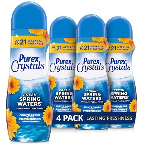 Purex Crystals In-Wash Fragrance and Scent Booster, Fresh Spring Waters, 21 Ounce (Pack of 4)