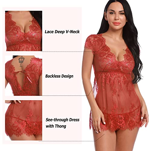 Sykooria-Ropa-de-Dormir-Sexy-para-Mujer-Manga-Larga-de-Encaje-Cubierta-Ups-Kimono-Robe-camison-Conjunto-de-lenceria
