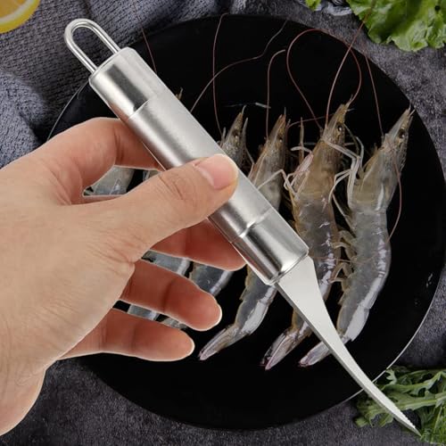Image of Shrimp Opener and Prawn Peeler | Stainless Steel Shrimp Peeling and Cleaning Intestines Cutting Knife | Seafood Shell Cleaner for Kitchen | -1 Pcs, [ Silver]