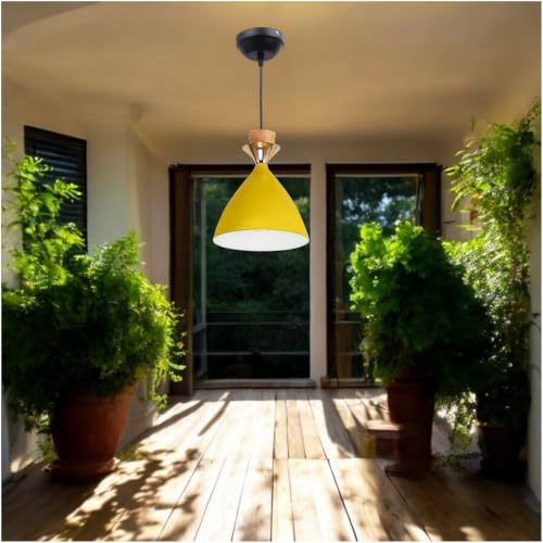 Image of Modern Yellow Dome Hanging Pendant Light for Ceiling, Aluminium, Antique Decor, E-27 Holder, (Bulb is not Included) Pack of 3