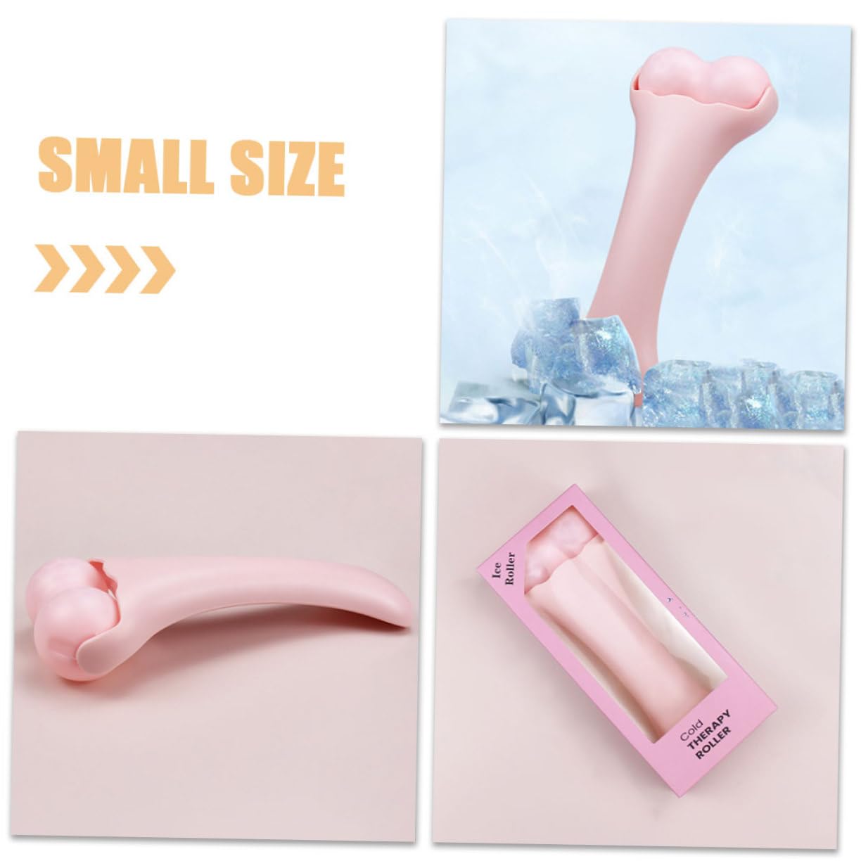 Rodillo Hielo Facial Portátil Doble Cabezal Masajeador Ergonómico para Cuidado Piel Mujeres y Viaje