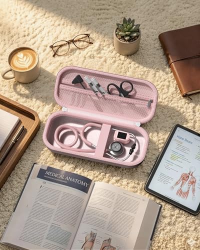 Image of ProCase Stethoscope Case for 3M Littmann Classic III & Cardiology IV -Pink | Hard Protective Carrying Bag Fits MDF, ADC, Omron Stethoscopes, Medical Storage Organizer for Nurses & Nursing Students