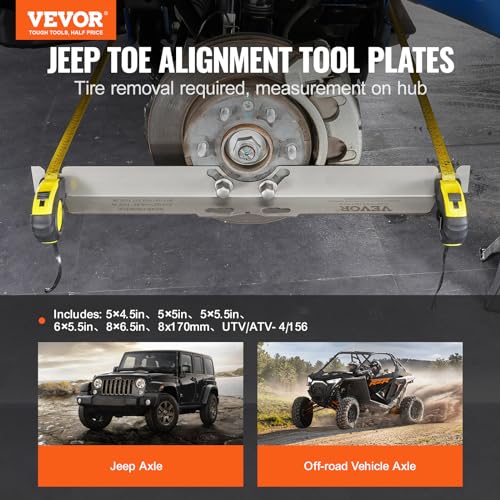 Image of VEVOR Wheel Alignment Tool, 2-Pack Toe Alignment Toe Plates, Stainless Steel Wheel Alignment Tool Plate, Toe Angle Accurate Measurement, Includes 2 Measuring Tapes & Conversion Chart