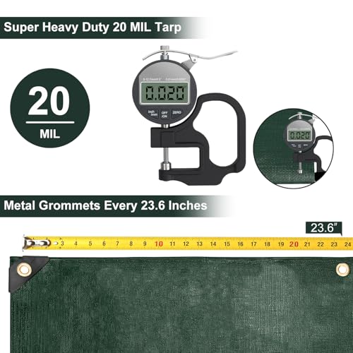 Patiobay Tarp 8x10 Feet, 20 Mil Waterproof Tarps Heavy Duty with Brass Grommets, Thick Plastic Tarp, UV Resistant Tear&Fade Resistant, Reinforced Edges for Outdoor Pool Car Camp Tent by Patiobay - Image 3