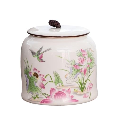 EINES Pantry Storage Containers Shishi Ruyi High-end Tea Can Pu'er Jinjunmei White Tea Longjing Ceramic Containers for Tea, Coffee, Flour, Sugar,(C)