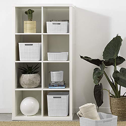 Curver Set Of 4 Jute Large Decorative Plastic Organization And Storage Baskets Perfect Bins For Home Office, Closet Shelves, Kitchen Pantry And All Bedroom Essentials, White, 4 #TOP1