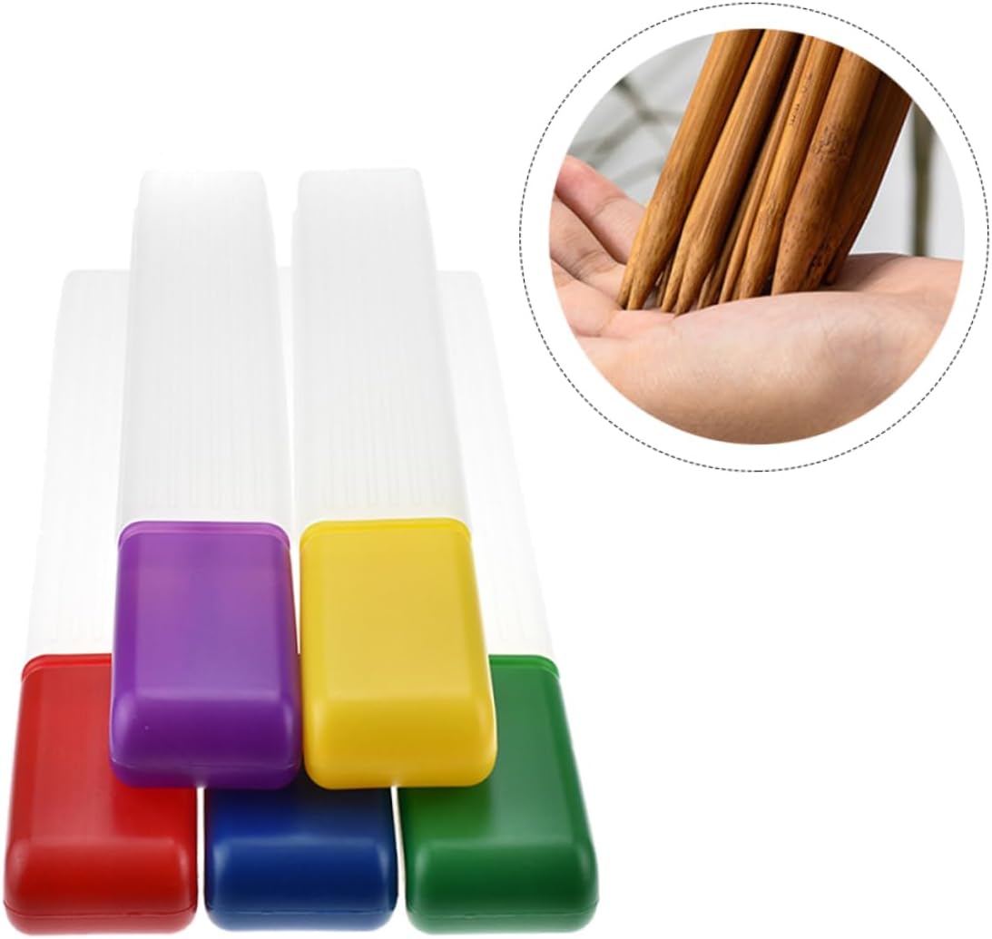 SMASOLO 5Pcs Knitting Needle Container Lightweight Plastic Tube Holder for Sewing Needles Portable Storage for Needlework