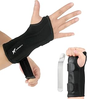 Wrist Brace for Carpal Tunnel Relief, Night Sleep Wrist Support with Removable Metal Splint, Compression Sleeve Immobilizer with 2 Adjustable Straps for Tendonitis, Tendinopathy, Ganglion Cyst, Arthritis, Sprain, Sport Injuries, Pain Relief for Men and Women (Right Hand, Medium)