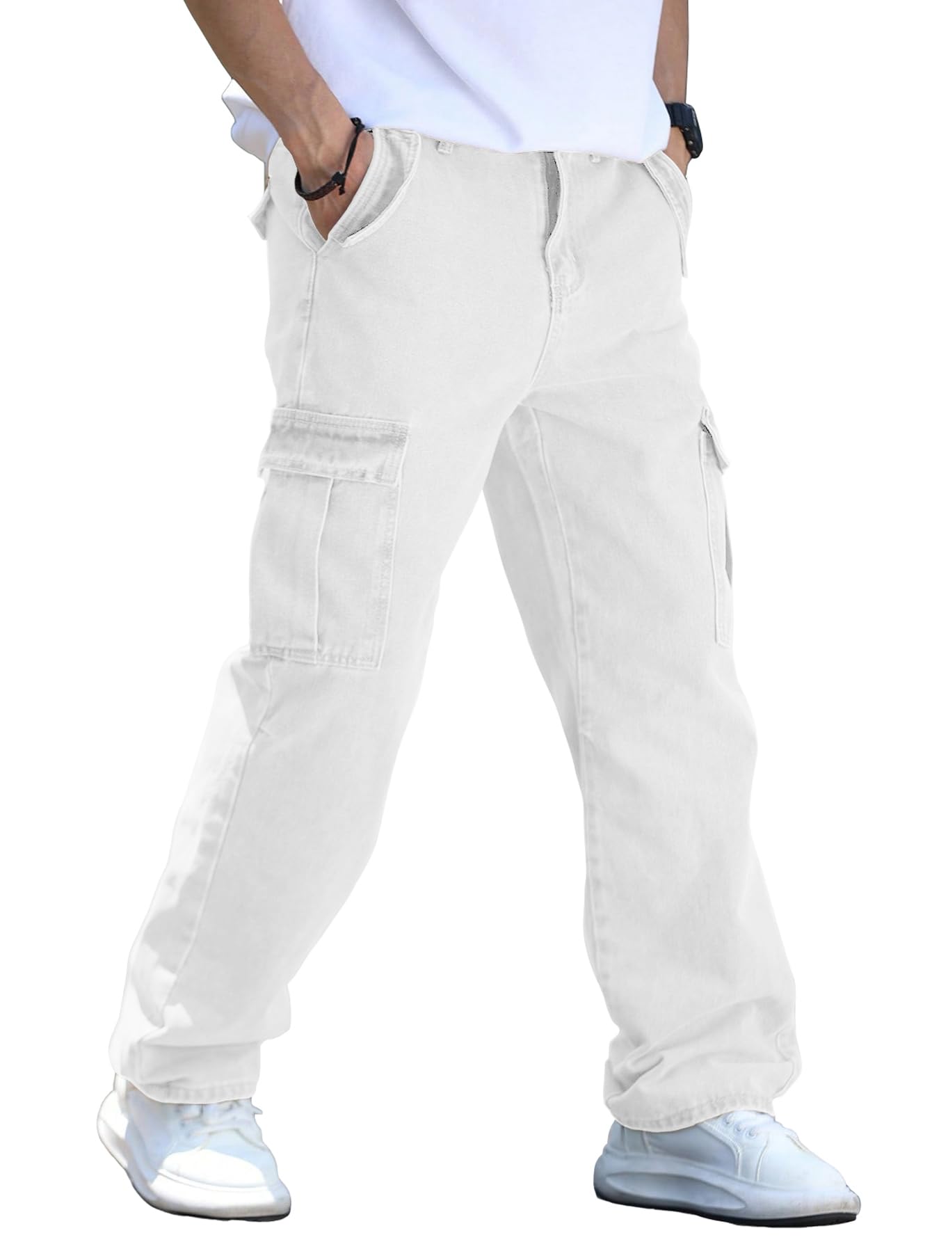 Men’s Cargo Jeans Slim Fit | Stylish Stretch Denim Trousers with Multi Pockets | Casual Wear Pants for Men | Comfortable Daily & Office Denim Wear Bottoms (Jeans 250)