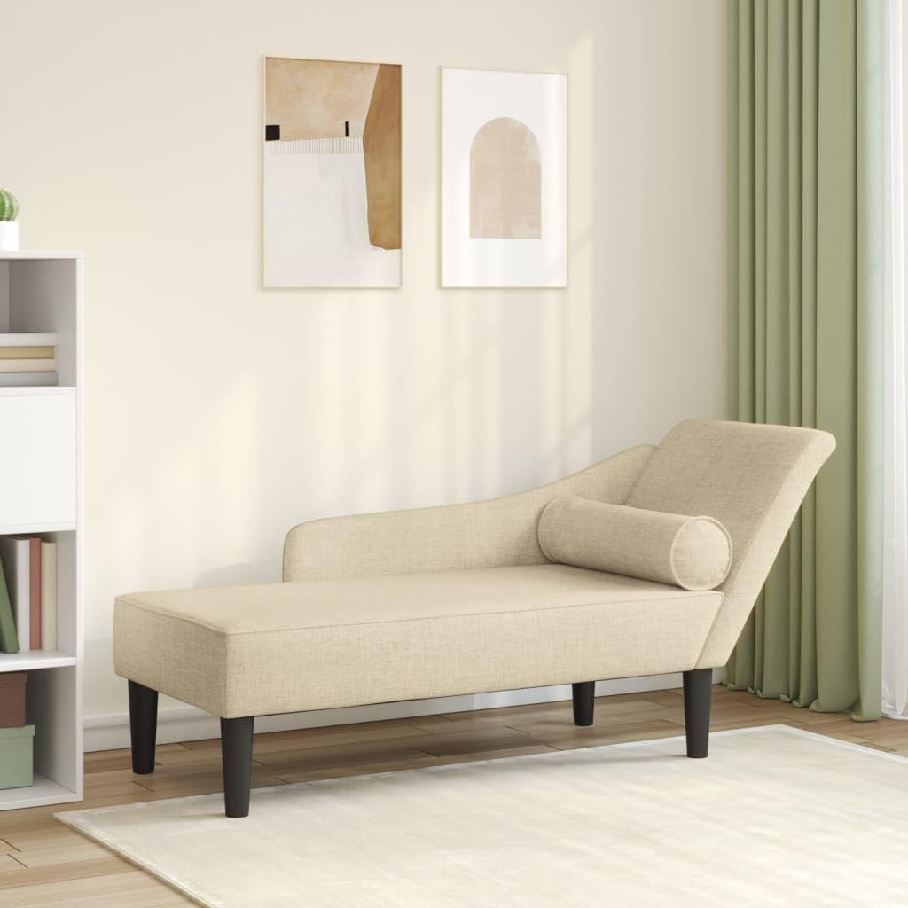 Lechnical Chaise Longue Divano con Cuscini in Tessuto Crema, Relax per Salotto e Camera da Letto - Modello 4007602