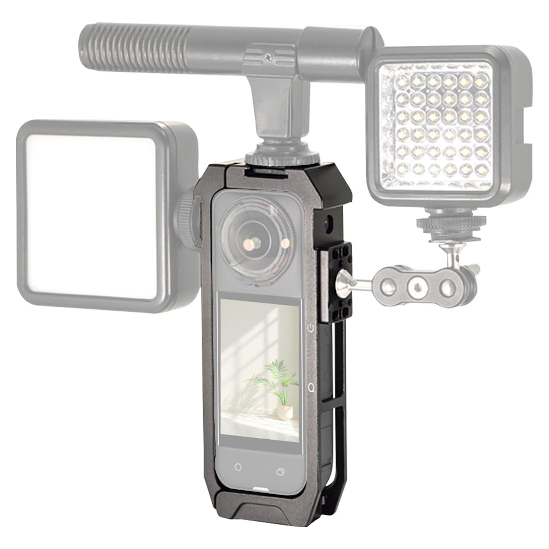 360°Action Camera Aluminum Alloy Cage for Insta360 X5,Built-in Cold Shoe Mounts & 1/4 Threads for Insta360 X5 Accessories