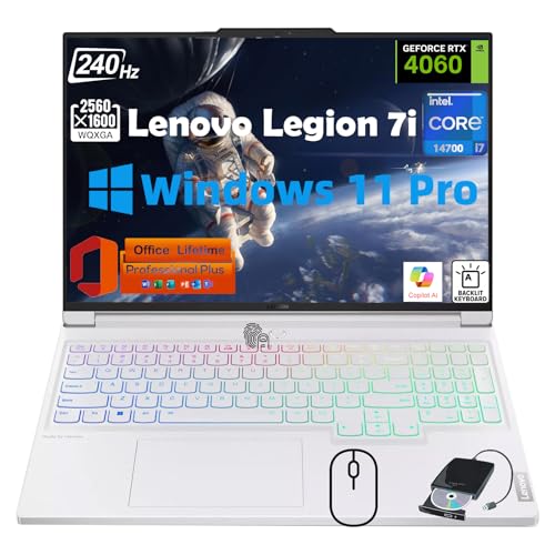 Image of lenovo - Legion 7i Gaming Laptop, 16 inch LCD IPS WQXGA 240Hz, Intel-i7-14700HK(14th Gen), GeForce RTX 4060, Win11 Pro + Ms Office, Fingerprint & Backlit KB, 32GB DDR5 + 1TB SSD