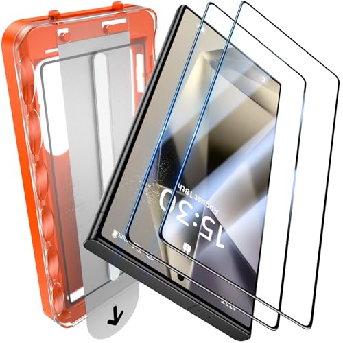 Image of UniqueMe for S24 Ultra Screen Protector - 2 PACK Tempered Glass for Samsung Galaxy S24 Ultra,[Fingerprint Unlocking] Easy Installation,Bubble-Free,9H Hardness,HD-Clear,3D Full-coverage
