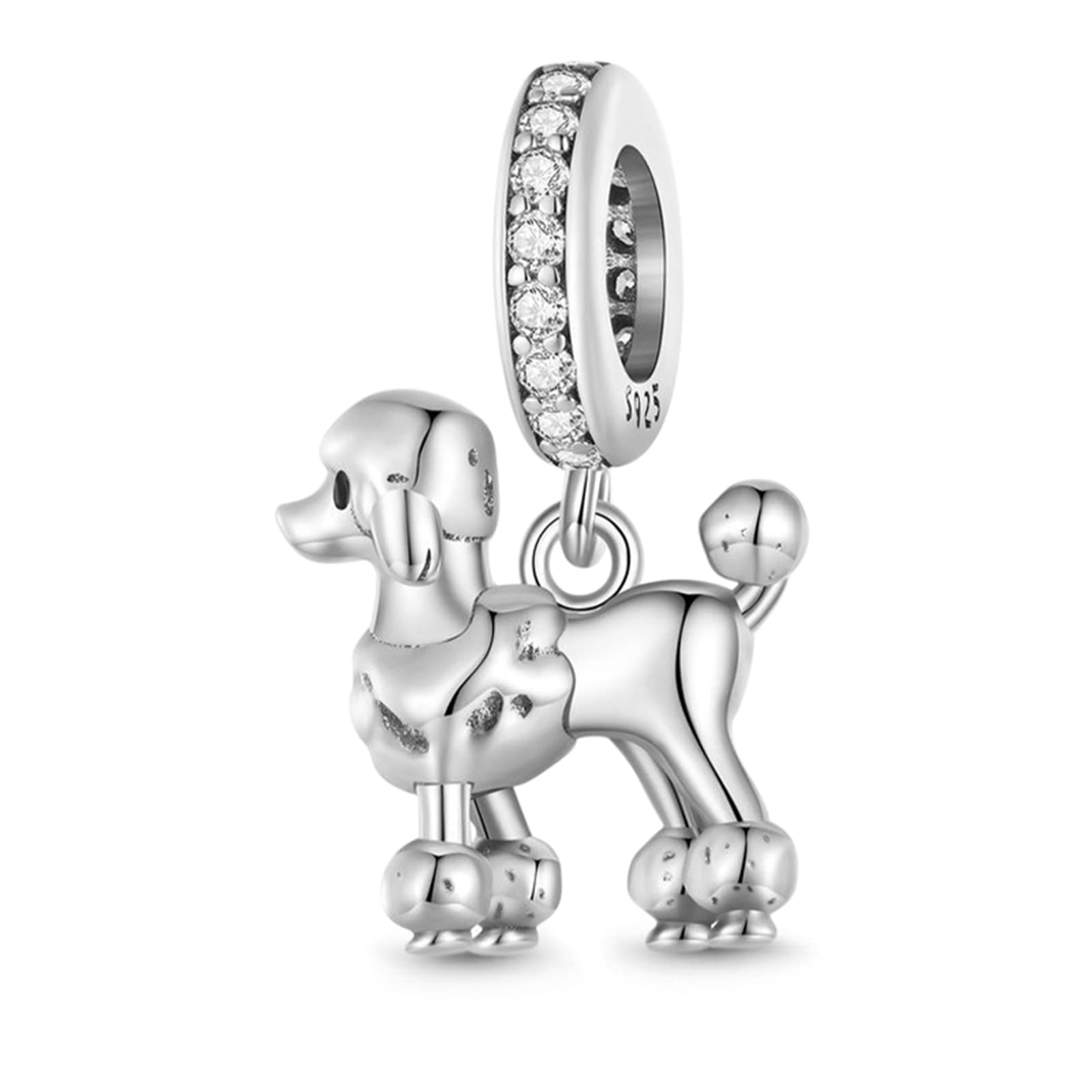 GNOCE Pet Dog Bead Charm for Women,Silver Charms Necklace Bracelet for Her, Jewelry Gift
