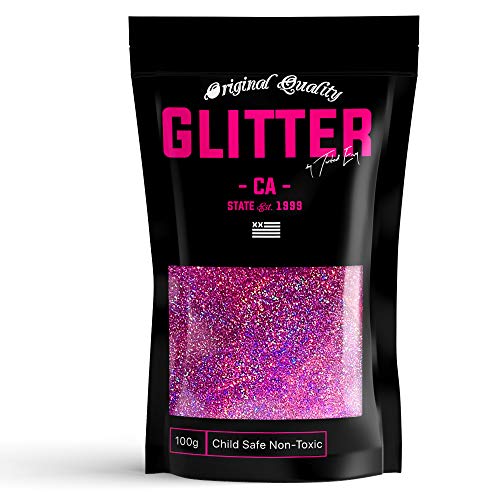 Pink Holographic Premium Glitter Multi Purpose Dust Powder 100g / 3.5oz for use with Arts & Crafts Wine Glass Decoration Weddings Cards Flowers Cosmetic Face Body Nails (Packaging May Vary)