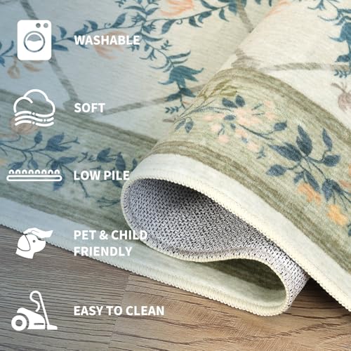 Tapete decorativo COZYLOOM 9x12 floral verde/beige miniatura 4
