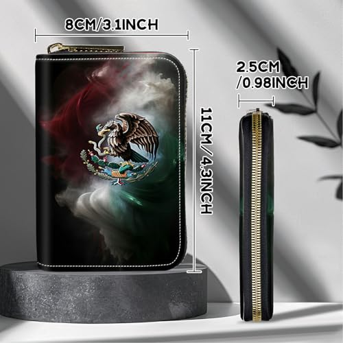 Image of Cute Credit Card Holder with Zipper, Mexico Flag RFID-Blocking Card Case Small Wallet for Women Men, Multi-slot Card Organizer Case Travel Accordion Wallet