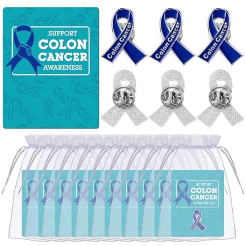Landical 60 Pcs/30 Sets Colon Cancer Awareness Pins with Card