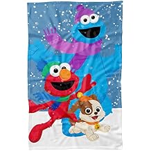 LOGOVISION Sesame Street Furry Friends Forever Blanket, 36"x58" Elmo Cookie Monster Snow Run Fleece Blanket
