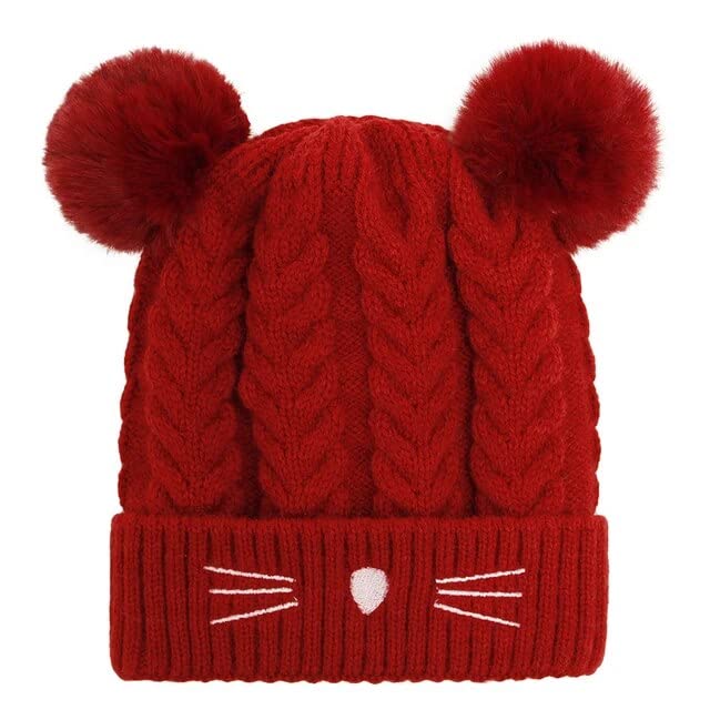 GenericBaby Boys Girls Winter Knit Cap Hat Soft Fleece Velvet Fur Woolen Hat | Skull Beanie Pom Pom Unisex Kids Winter Hat (6 Month to 7 Yrs)