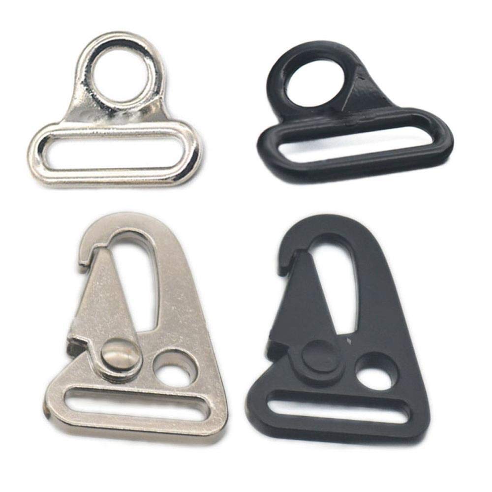 micoshop 5 Sets Sling Clips Triangles Ring Buckle + Olecranon Spring Hook Buckle For Keyrings Belt Bag Webbing Nickle