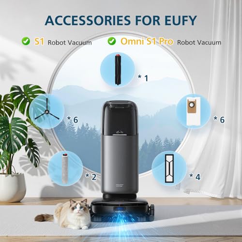 Image of Omni S1 Pro / S1 Accessory Kit for eufy S1, Omni S1 Pro Robot Vacuum | Replacement Parts: 1*Main Roller Brushes, 2*Mopping Rollers, 6*Side Brushes, 4*HEPA Filters, 6*Dust Bags, 1*Cleaning Tool